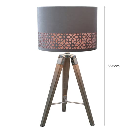 Harris Grey Linen Shade Table Lamp With Natural Tripod Furniture in