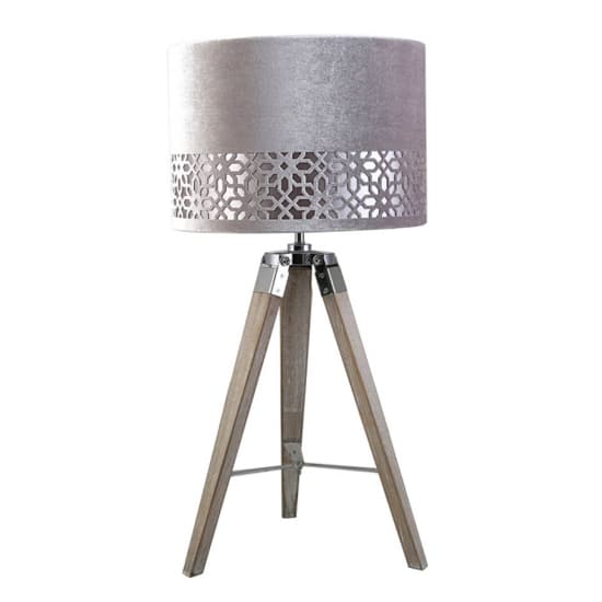 Harris Grey Linen Shade Table Lamp With Natural Tripod Furniture in