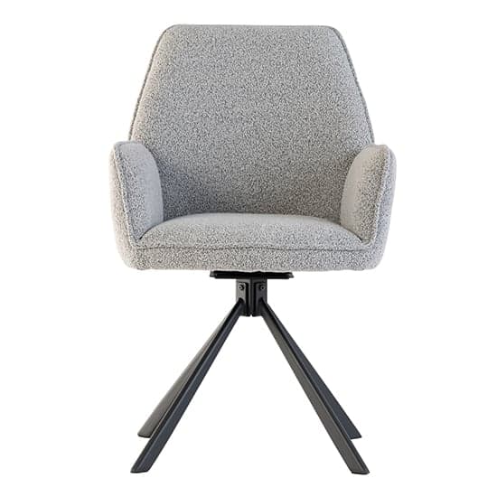 Harris Swivel Boucle Fabric Dining Chair In Grey_2