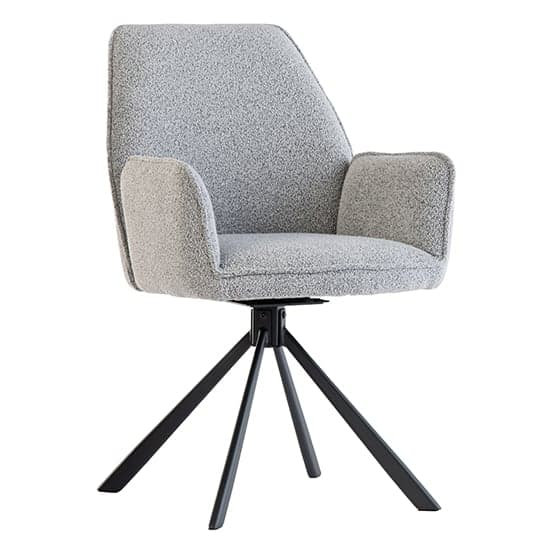 Harris Swivel Grey Boucle Fabric Dining Chairs In Pair_2