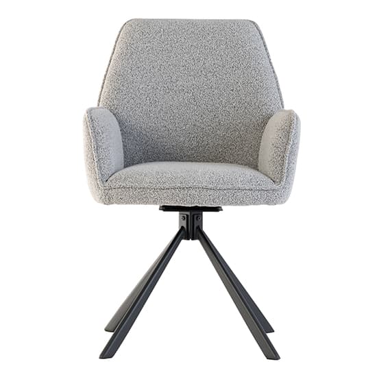 Harris Swivel Grey Boucle Fabric Dining Chairs In Pair_3