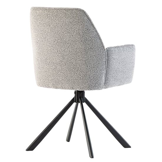 Harris Swivel Grey Boucle Fabric Dining Chairs In Pair_4