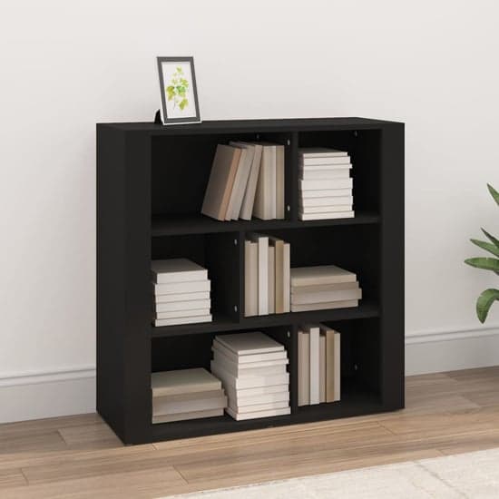 Harris Wooden Bookcase With 6 Shelves In Black_1