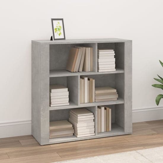 Harris Wooden Bookcase With 6 Shelves In Concrete Effect_1