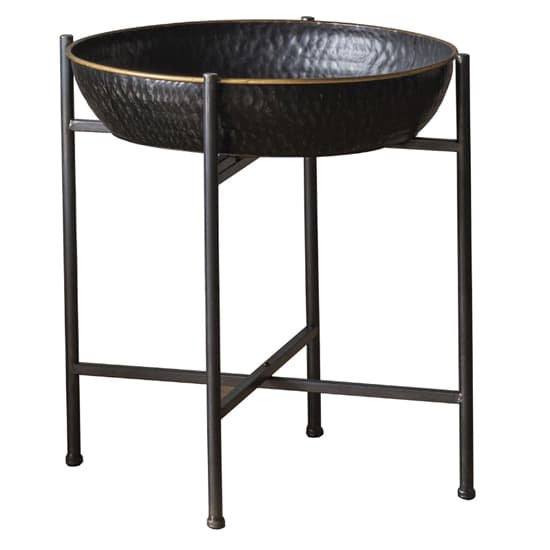 Harrison Round Metal Side Table In Black And Gold_3