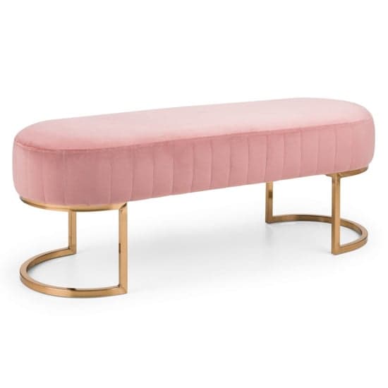 Halle Velvet Upholstered Hallway Bench In Dusky Pink_2