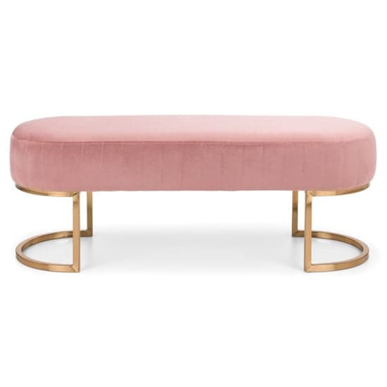 Halle Velvet Upholstered Hallway Bench In Dusky Pink_3
