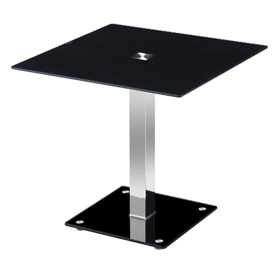 Hartley Black Glass Bistro Dining Table 4 Opal Grey Chairs_3