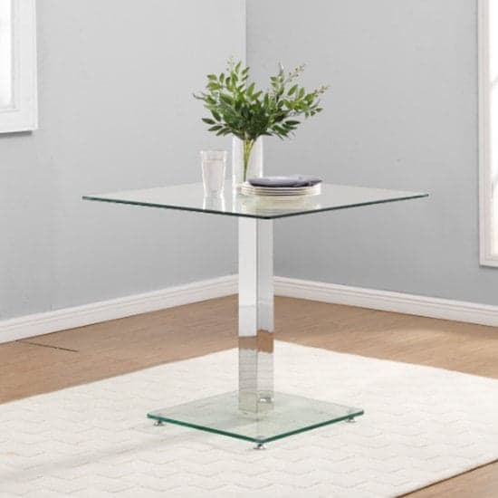 Hartley Clear Glass Dining Table With 4 Opal Teal Chairs_2
