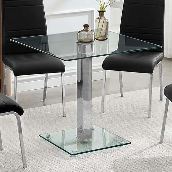 Hartley Clear Glass Dining Table With 4 Dora Grey Chairs_2