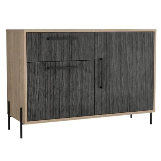 Heswall Small Wooden Sideboard In Washed Oak And Carbon Grey_1