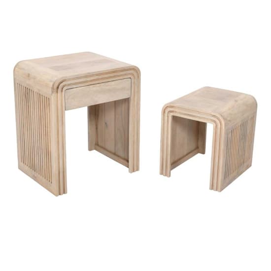 Harvey Carved Mango Wood Nest of 2 Tables In Natural_4