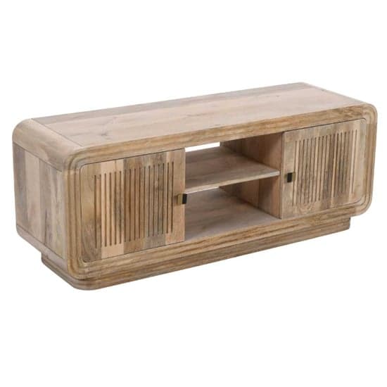 Harvey Carved Mango Wood TV Stand With 2 Doors In Natural_2