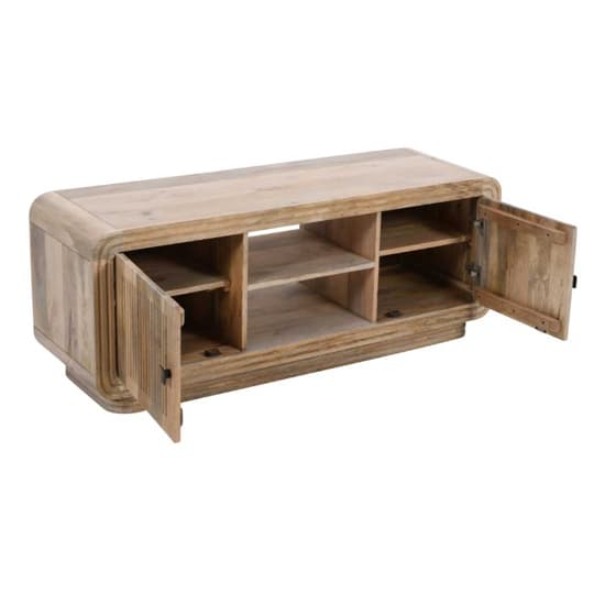 Harvey Carved Mango Wood TV Stand With 2 Doors In Natural_3