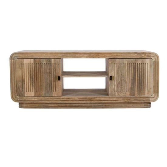 Harvey Carved Mango Wood TV Stand With 2 Doors In Natural_1