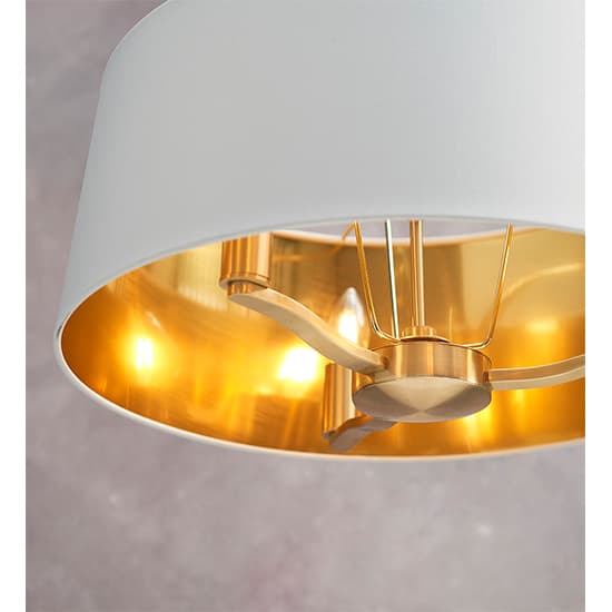 Harvey Round White Shade Pendant Light In Brushed Gold_4