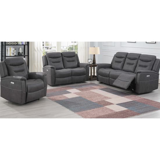 Hasselt Electric Fabric Recliner 2 Seater Sofa In Grey_2
