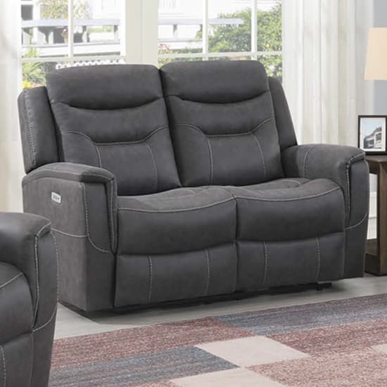 Hasselt Electric Fabric Recliner 2 Seater Sofa In Grey_1