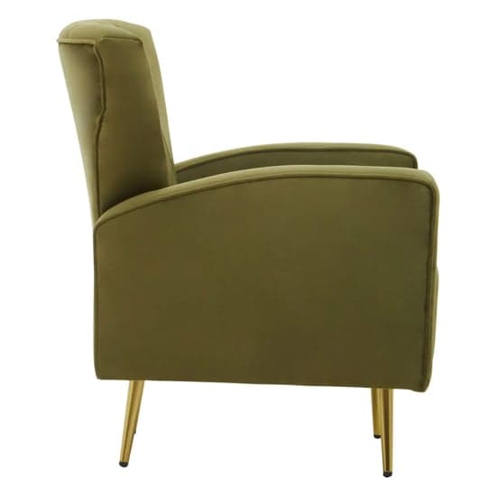 Hasselt Velvet Armchair In Green With Gold Metal Legs_4