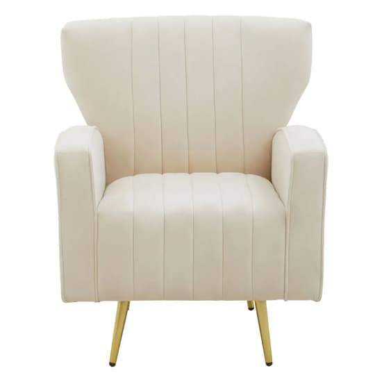 Hasselt Velvet Armchair In Natural With Gold Metal Legs_2