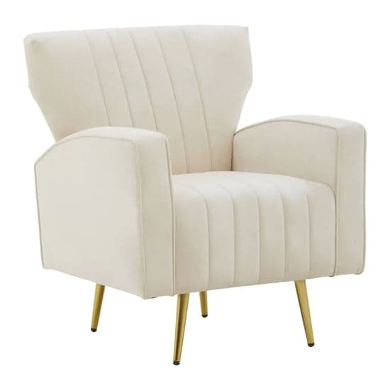 Hasselt Velvet Armchair In Natural With Gold Metal Legs_3
