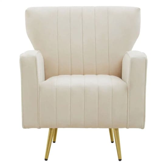 Hasselt Velvet Armchair In Natural With Gold Metal Legs_1