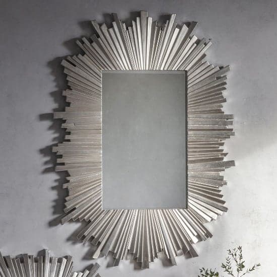 Hatfield Rectangular Starburst Design Wall Mirror In Silver_1