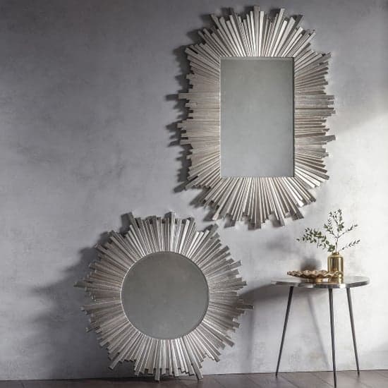 Hatfield Round Starburst Design Wall Mirror In Silver_4