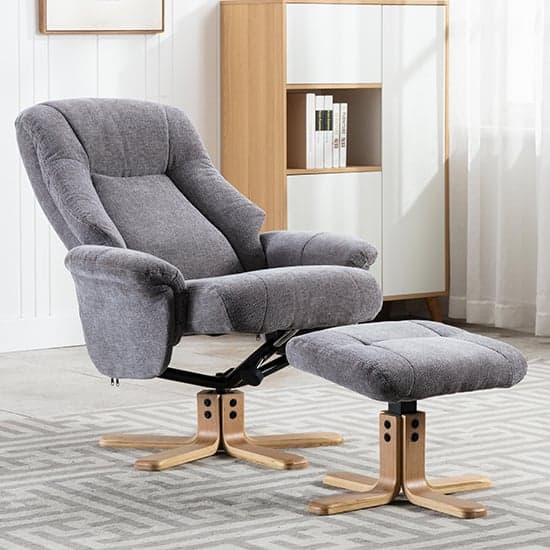 Hatton Fabric Swivel Recliner Chair And Footstool In Charcoal_2
