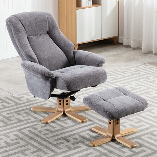 Hatton Fabric Swivel Recliner Chair And Footstool In Charcoal_3