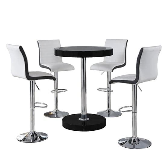 Havana Bar Table In Black With 4 Ritz White And Black Bar Stools_2
