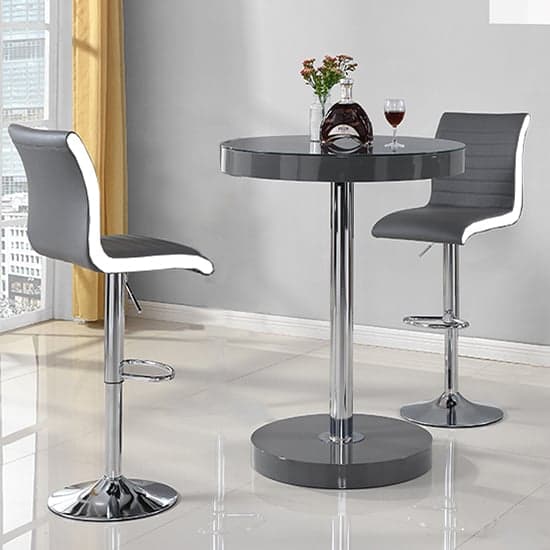 Havana Bar Table In Grey With 2 Ritz Grey And White Bar Stools_2