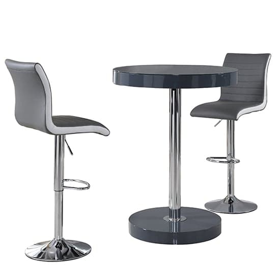 Havana Bar Table In Grey With 2 Ritz Grey And White Bar Stools_3