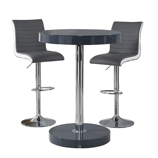 Havana Bar Table In Grey With 2 Ritz Grey And White Bar Stools_4