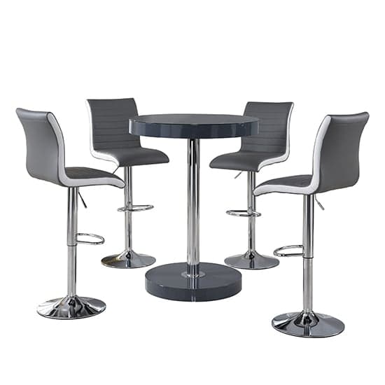 Havana Bar Table In Grey With 4 Ritz Grey And White Bar Stools_2
