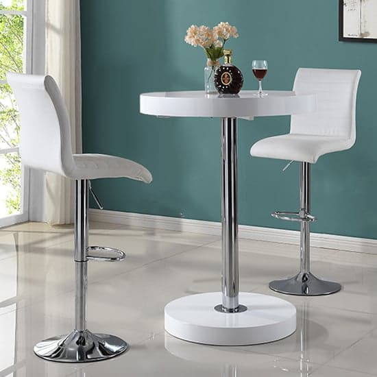 Havana Bar Table In White With 2 Ripple White Bar Stools_2