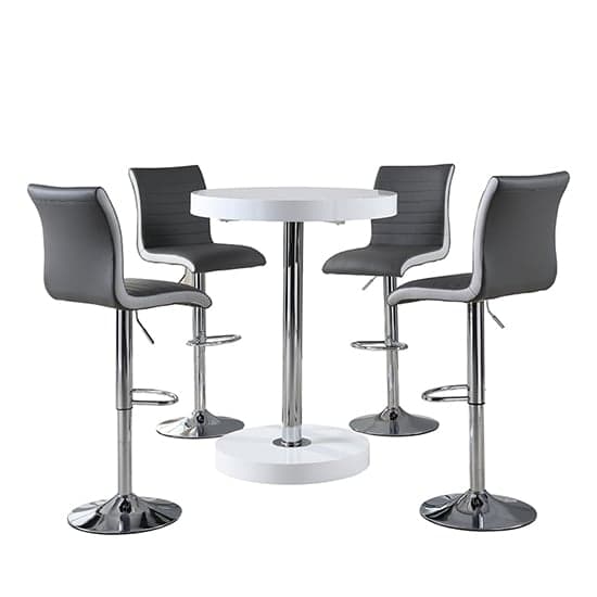 Havana Bar Table In White With 4 Ritz Grey And White Bar Stools_2