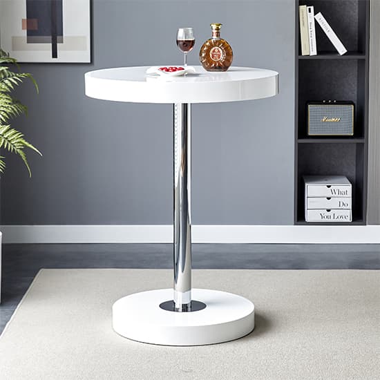 Havana White High Gloss Bar Table With 2 Candid Bordeaux Stools_3