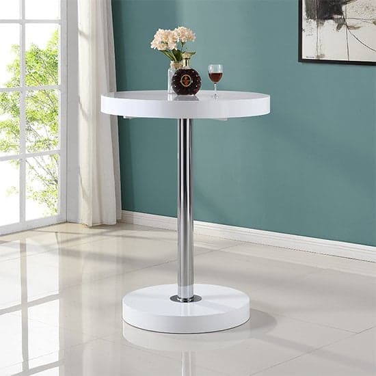 Havana White High Gloss Bar Table With 4 Candid Teal Stools_2