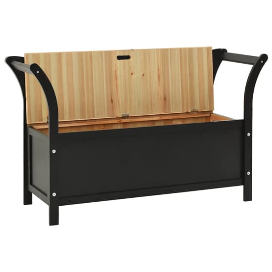 Haven Solid Fir Wood Hallway Seating Bench In Black_4