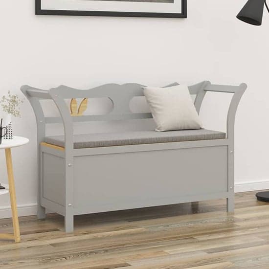 Haven Solid Fir Wood Hallway Seating Bench In Grey_1