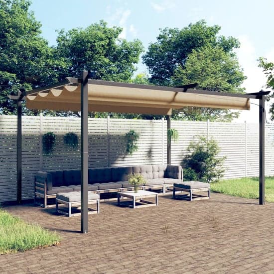 Havro 4m x 3m Garden Gazebo With Retractable Roof In Taupe_1