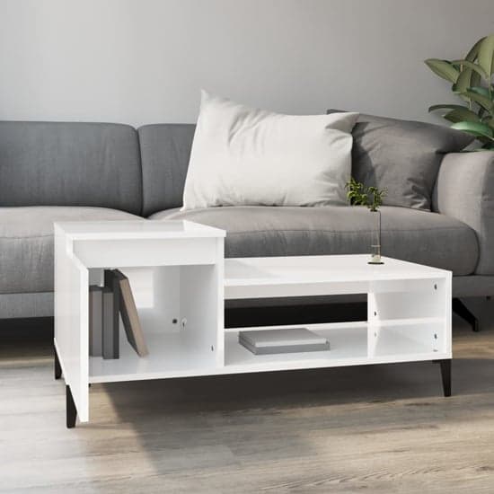 Hawitt High Gloss Coffee Table With 1 Door In White_2