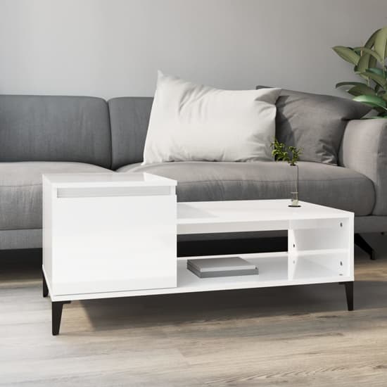 Hawitt High Gloss Coffee Table With 1 Door In White_1