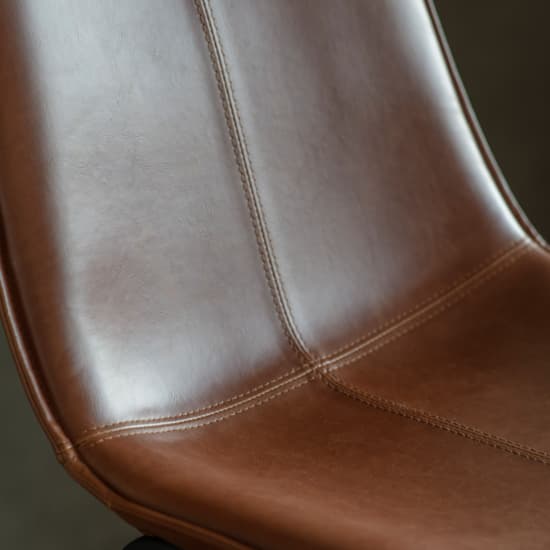 Holland Brown Leather Bar Chairs With Metal Base In A Pair_3