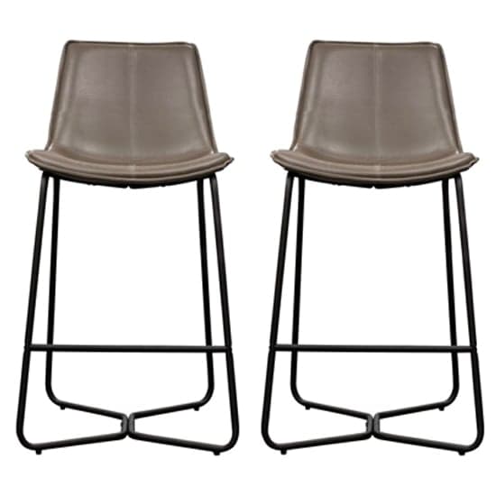 Holland Ember Leather Bar Chairs With Metal Base In A Pair_1