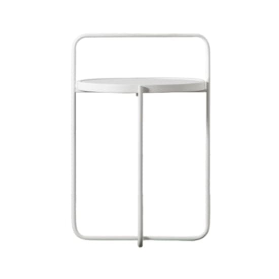 Hawley Round Glass Side Table With Metal Frame In White_2