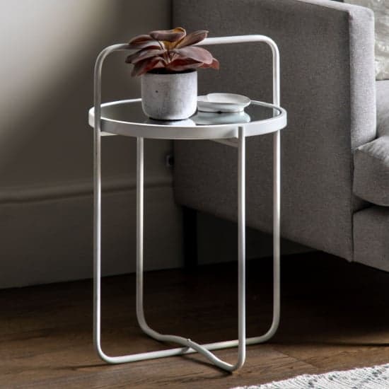 Hawley Round Glass Side Table With Metal Frame In White_1