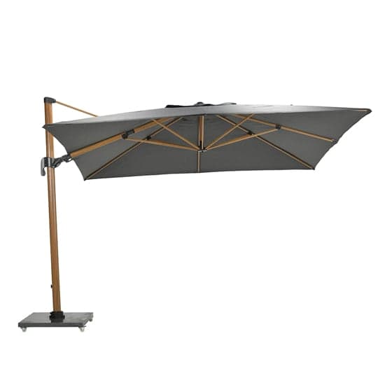 Hawo Deluxe Cantilever Parasol And Granite Base In Teak Effect_2