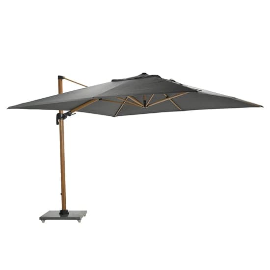 Hawo Deluxe Cantilever Parasol And Granite Base In Teak Effect_3